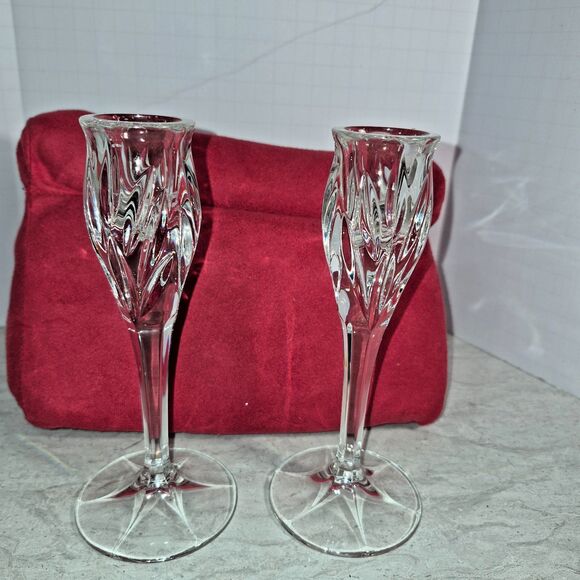 Gorham Star Blossom Crystal Candlestick Holders 6.5ins Tall Discontinued, German - Picture 2 of 5